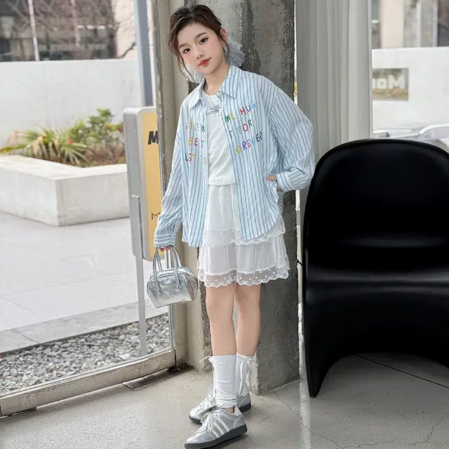 比比我休闲运动套装  女童春秋季韩版 百搭大童潮牌小孩衣服 小女孩短袖洋气时髦 舒适帅气轻便