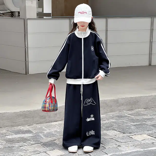 比比我休闲运动套装  女童春秋季韩版 轻便百搭时尚大童潮牌小孩衣服 小女孩长袖洋气时髦 舒适帅气