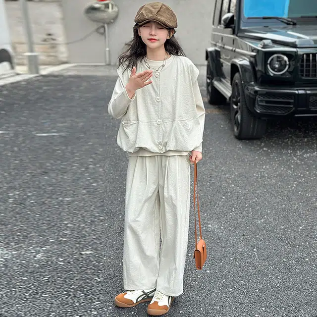 比比我休闲运动套装  女童春秋季韩版时尚大童潮牌小孩衣服 小女孩短袖洋气时髦 舒适帅气轻便