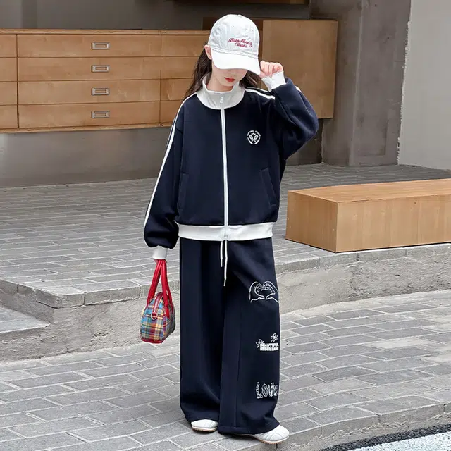 比比我休闲运动套装  女童春秋季 韩版 时尚百搭大童潮牌小孩衣服 小女孩长袖洋气时髦 舒适帅气轻便