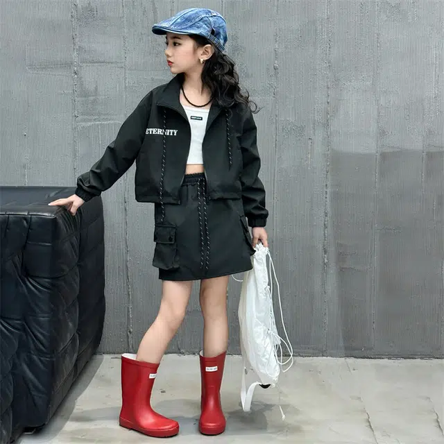 比比我休闲运动套装  女童春秋季工装大童潮牌小孩衣服 小女孩短袖洋气时髦 舒适帅气轻便