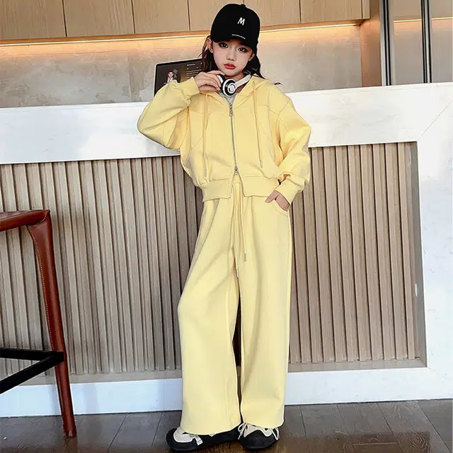 比比我休闲运动套装  女童春秋季卫衣卫裤针织大童潮牌小孩衣服 小女孩长袖洋气时髦 舒适帅气轻便