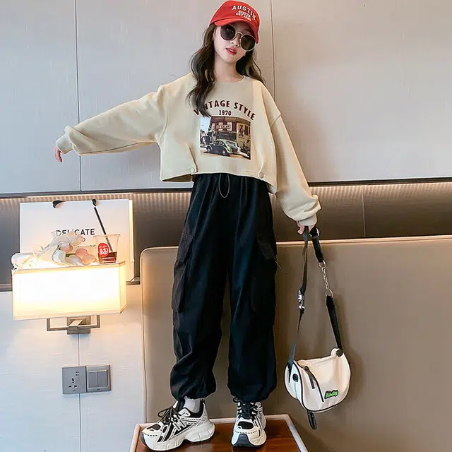 比比我休闲运动套装   女童春秋季大童潮牌小孩衣服 小女孩韩版 长袖洋气时髦 舒适帅气轻便
