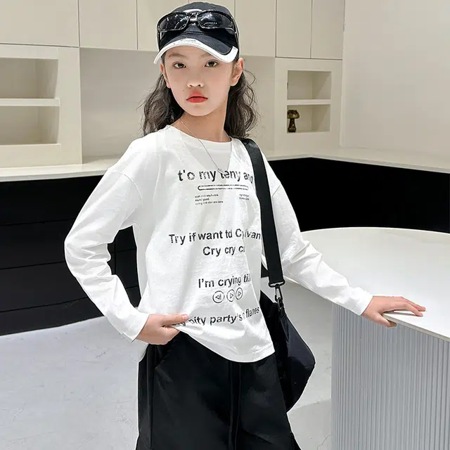 比比我休闲运动套装  女童春秋季字母工装裤大童潮牌小孩衣服 小女孩长袖洋气时髦 舒适帅气轻便