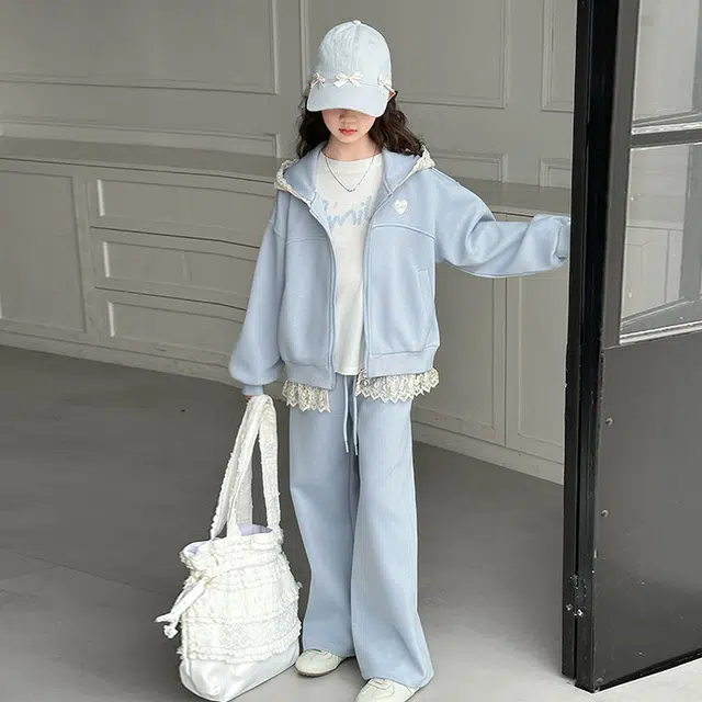 比比我休闲运动套装  女童春秋季大童潮牌小孩衣服 小女孩长袖洋气时髦 舒适帅气轻便