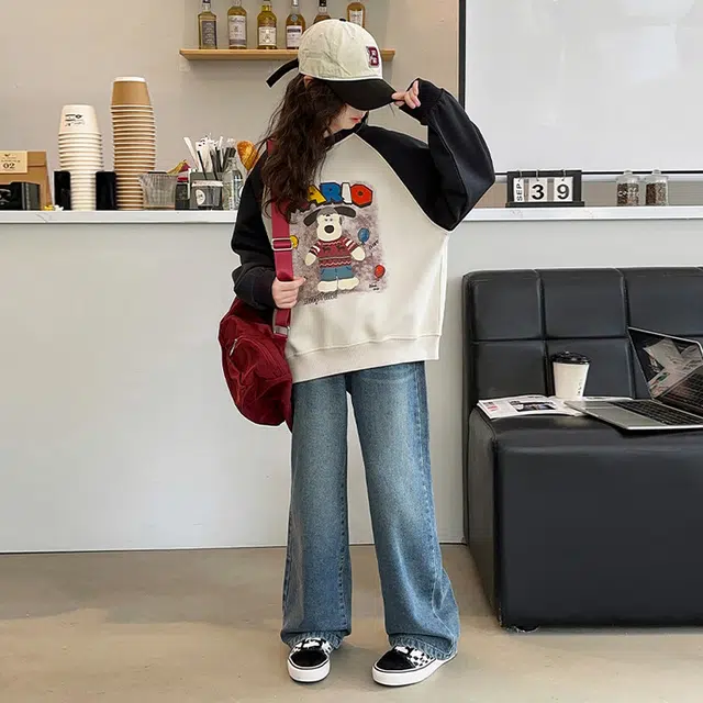 比比我休闲运动套装  女童春秋季卡通狗卫衣大童潮牌小孩衣服 小女孩长袖洋气时髦 舒适帅气轻便