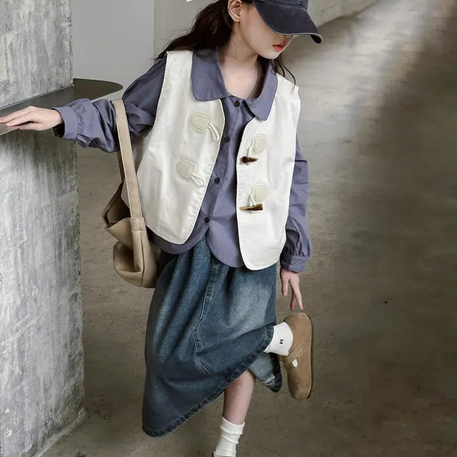 比比我休闲运动套装  女童春秋季马甲百搭大童潮牌小孩衣服 小女孩长袖洋气时髦 舒适帅气轻便