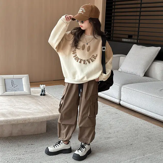 比比我休闲运动套装  女童春秋季时尚百搭大童潮牌小孩衣服 小女孩短袖洋气时髦 舒适帅气轻便