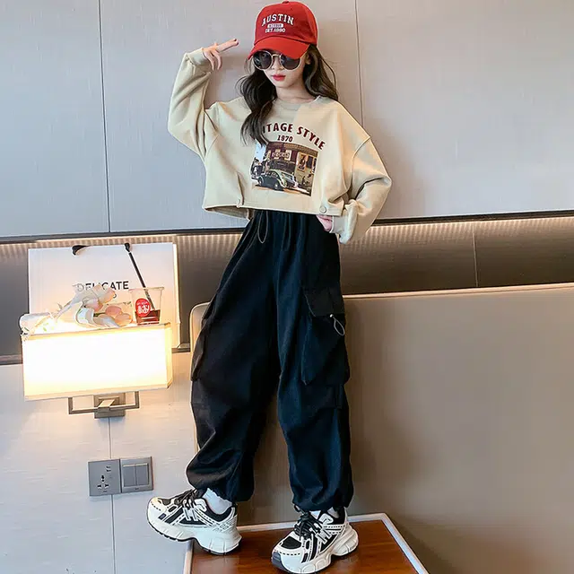 比比我休闲运动套装   女童春秋季大童潮牌小孩衣服 小女孩韩版 长袖洋气时髦 舒适帅气轻便