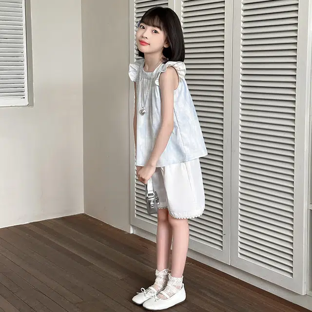 比比我儿童休闲运动套装 女童夏季 小孩衣服 小女孩时尚清新 大童潮牌