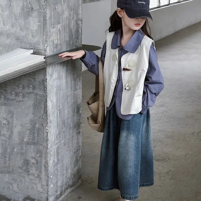 比比我休闲运动套装  女童春秋季马甲百搭大童潮牌小孩衣服 小女孩长袖洋气时髦 舒适帅气轻便