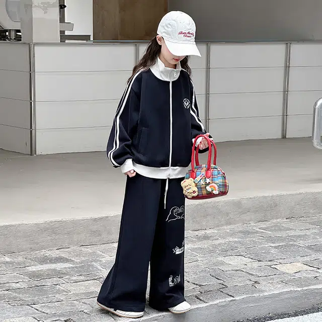 比比我休闲运动套装  女童春秋季韩版 轻便百搭时尚大童潮牌小孩衣服 小女孩长袖洋气时髦 舒适帅气