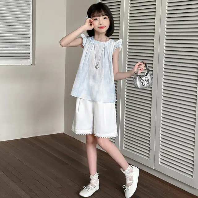 比比我儿童休闲运动套装 女童夏季 小孩衣服 小女孩时尚清新 大童潮牌