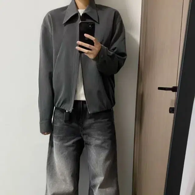 悍戈 美式复古潮流短款哈灵顿春秋外套 粗斜纹肌理感水墨画内衬 宽松百搭垂感透气夹克 男女同款