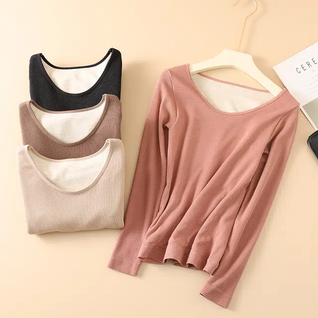 睦隆世家 秋冬款 舒适软糯打底 亲肤无痕贴身高弹修身显瘦内搭 保暖上装  女款