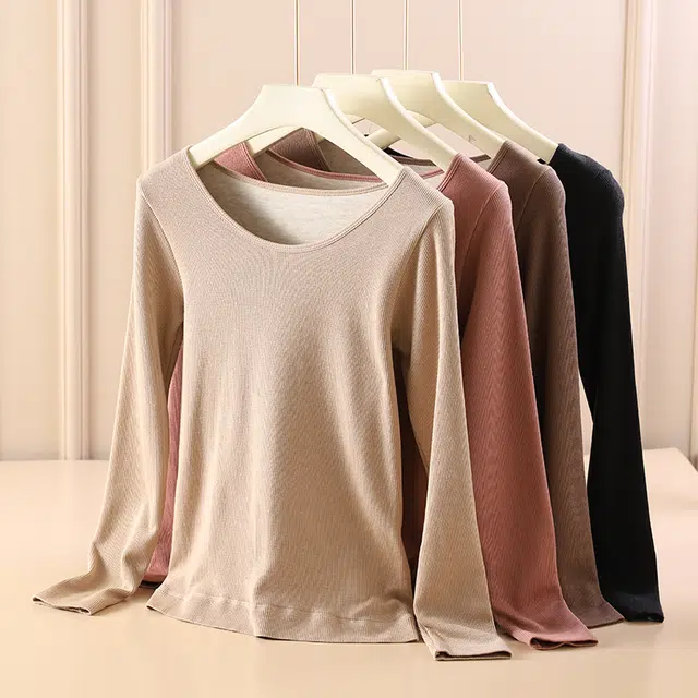 睦隆世家 秋冬款 舒适软糯打底 亲肤无痕贴身高弹修身显瘦内搭 保暖上装  女款