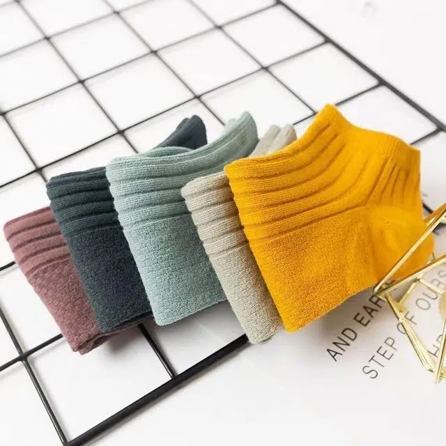 睦隆世家 纯色简约柔软休闲舒适透气运动吸湿排汗不勒脚短袜 男款 组合装