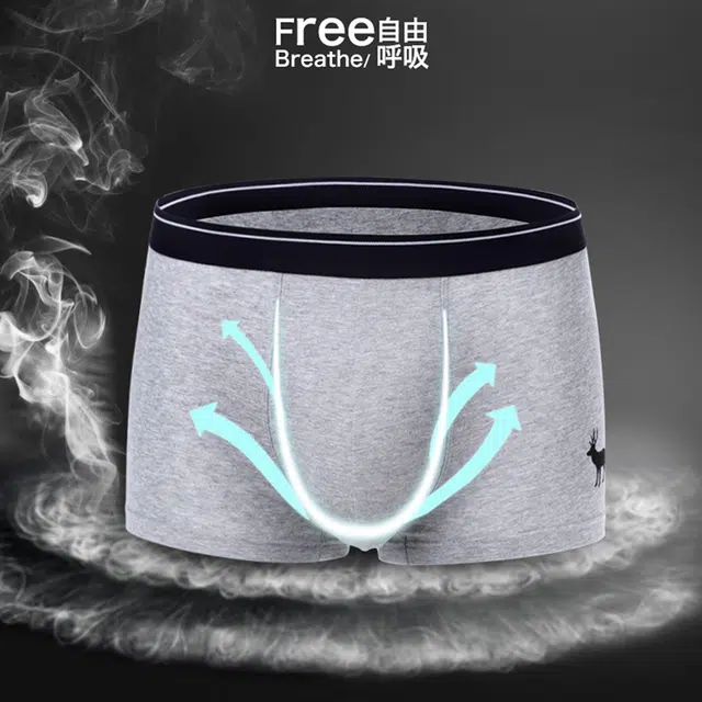 水中花 薄款纯棉短裤抗菌透气平角裤时尚四角裤头舒适大码内裤 男款
