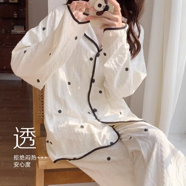 水中花 甜美学生开衫家居服休闲可爱长袖长裤宽松舒适可外穿睡衣套装 女款