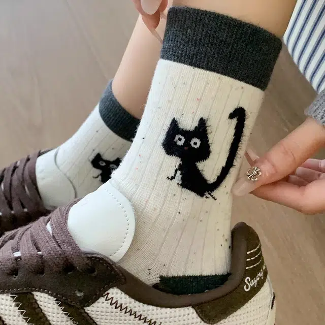 水中花 袜子卡通可爱长筒棉袜日系舒适透气高弹中筒袜 女款