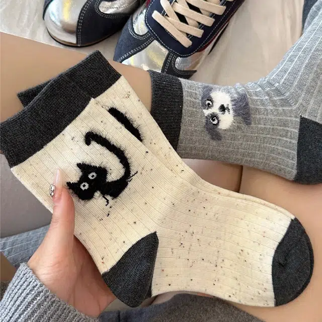 水中花 袜子卡通可爱长筒棉袜日系舒适透气高弹中筒袜 女款