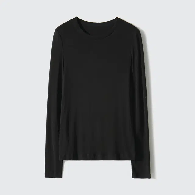 莫代尔 女士膨体发热圆领打底衫上衣修身纯色内搭长袖通勤风针织衫 女款