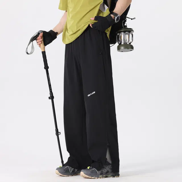 赛琪 美式高街户外运动透气宽松速干中腰系带九分直筒拖地垂感百搭空调裤薄款潮牌休闲裤 男女同款