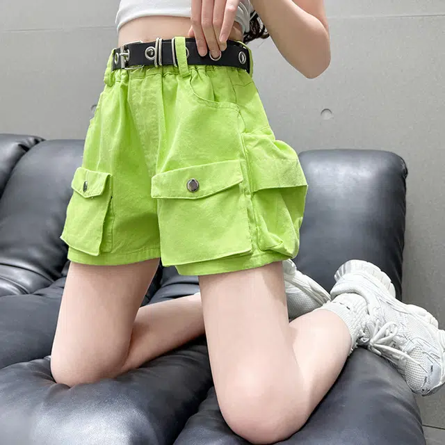 天才小熊女童夏季运动裤大童潮牌小孩衣服 青少年 网红多口袋工装短裤 洋气时髦 韩版直筒板