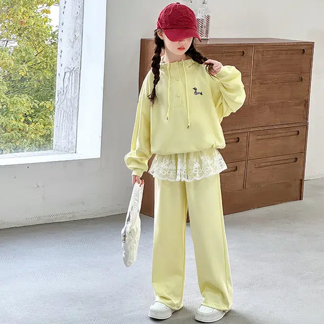 天才小熊休闲运动套装 女童春秋季时尚卡通大童潮牌小孩衣服 小女孩短袖洋气时髦 舒适帅气轻便