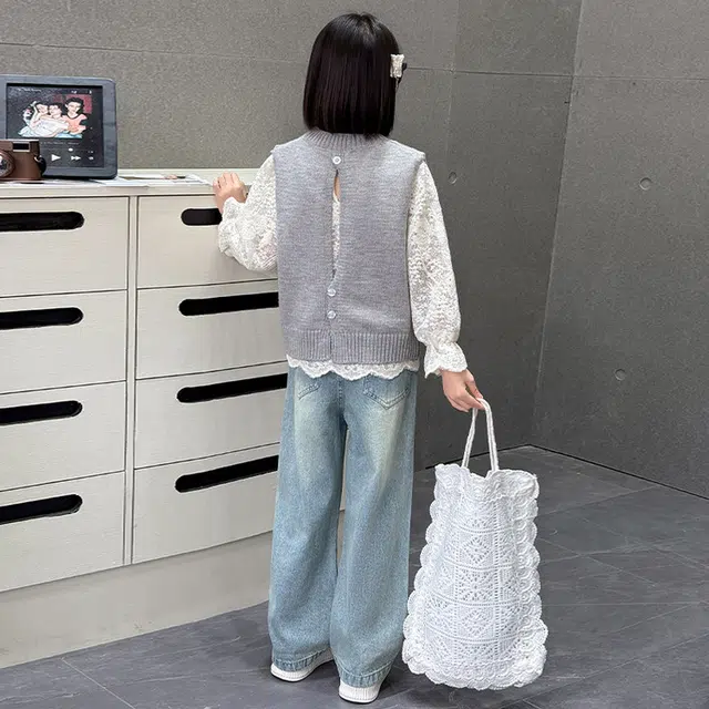 天才小熊休闲运动套装 女童春秋季大童潮牌小孩衣服 小女孩短袖洋气时髦 舒适帅气轻便 亲肤