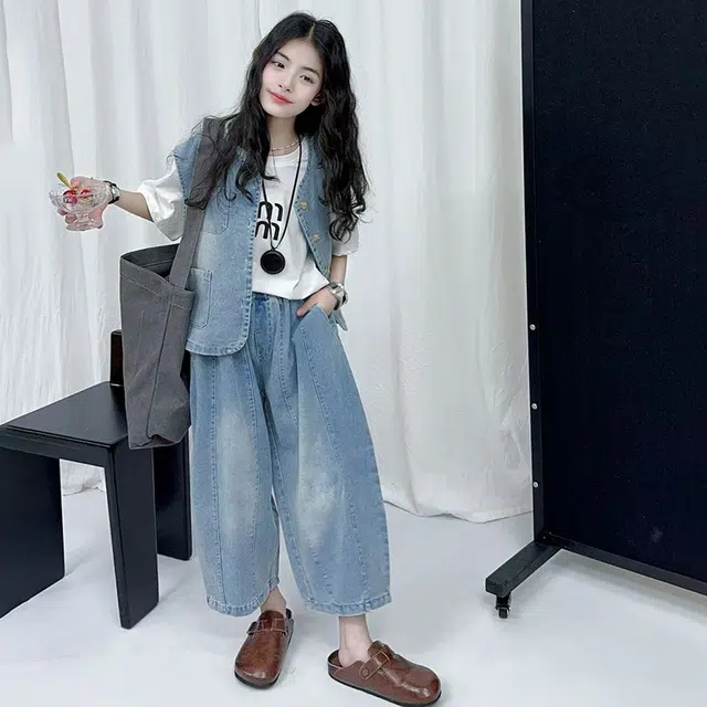 天才小熊休闲运动套装 女童夏季大童潮牌小孩衣服 小女孩短袖洋气时髦 漂亮 甜美 设计时尚