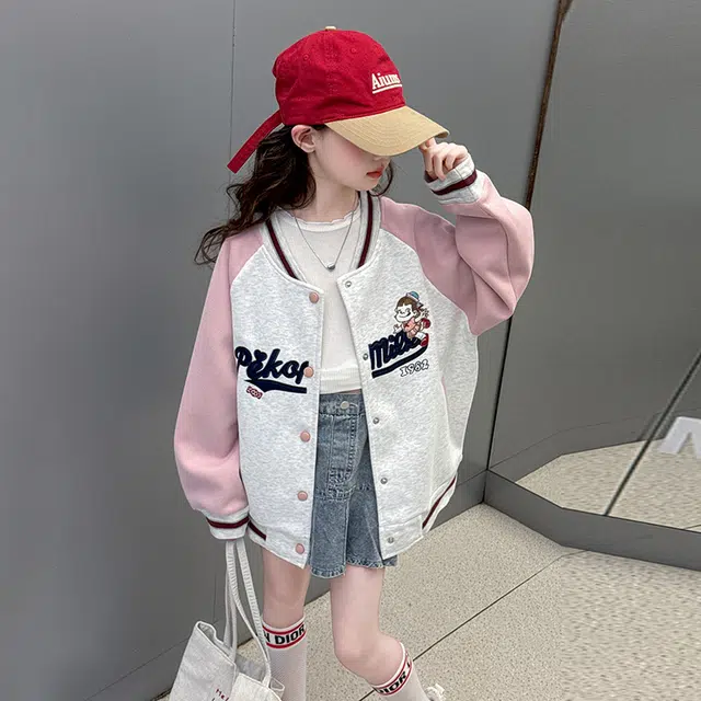 天才小熊休闲运动套装 女童春秋季棒球大童潮牌小孩衣服 小女孩短袖洋气时髦 舒适帅气轻便