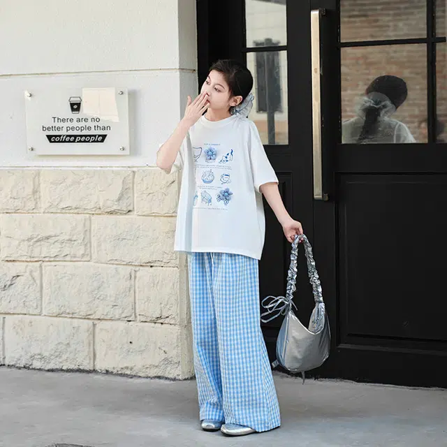 天才小熊休闲运动套装 女童夏季大童潮牌小孩衣服 小女孩 印花短袖 洋气时髦 漂亮 甜美