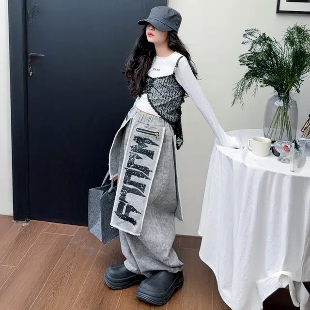 天才小熊休闲运动套装 女童春秋季拉链长条裤装大童潮牌小孩衣服 小女孩短袖洋气时髦 舒适帅气轻便