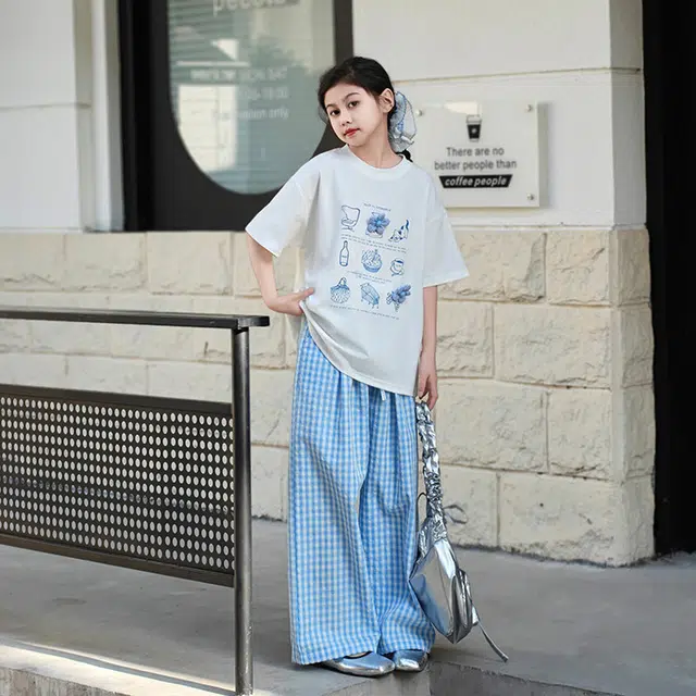 天才小熊休闲运动套装 女童夏季大童潮牌小孩衣服 小女孩 印花短袖 洋气时髦 漂亮 甜美