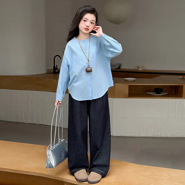 天才小熊休闲运动套装 女童春秋季牛仔马甲 大童潮牌小孩衣服 小女孩短袖洋气时髦 舒适帅气轻便