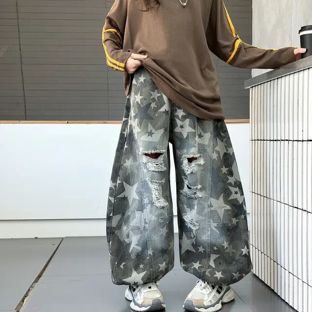 天才小熊休闲运动套装 女童春秋季牛仔破洞裤大童潮牌小孩衣服 小女孩短袖洋气时髦 舒适帅气轻便