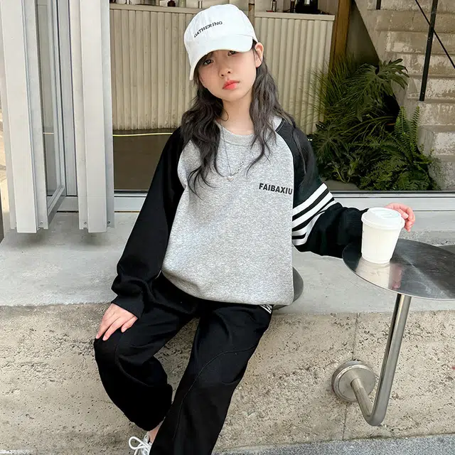 天才小熊休闲运动套装 女童春秋季百搭大童潮牌小孩衣服 小女孩短袖洋气时髦 舒适帅气轻便