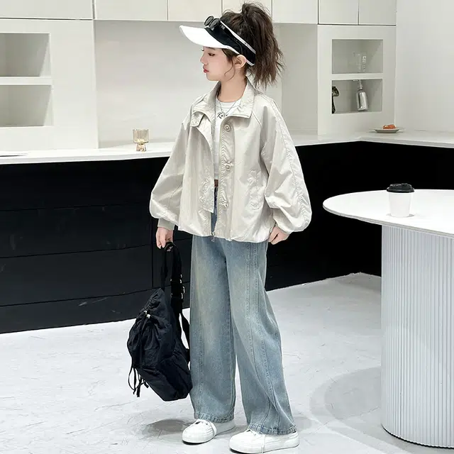 天才小熊休闲运动套装 女童春秋季韩版大童潮牌小孩衣服 小女孩短袖洋气时髦 舒适帅气轻便