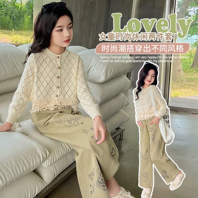 天才小熊休闲运动套装 女童夏季大童潮牌小孩衣服 小女孩短袖洋气时髦 漂亮 甜美 时尚 儿童款