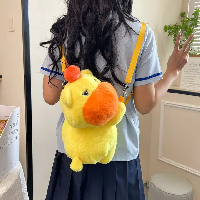 天才小熊 学生书包女初中韩系学院风 小众大高颜值背包 经典时尚设计 高级感 休闲拉链开合 丝绒 双肩包 常规 歪头