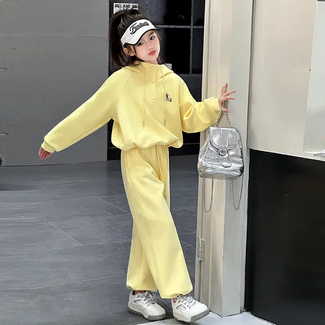 天才小熊休闲运动套装 女童春秋季腊肠狗大童潮牌小孩衣服 小女孩短袖洋气时髦 舒适帅气轻便