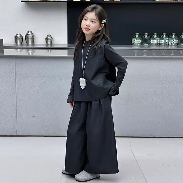 天才小熊休闲运动套装 女童春秋季时髦牛仔打底大童潮牌小孩衣服 小女孩短袖洋气 舒适帅气轻便