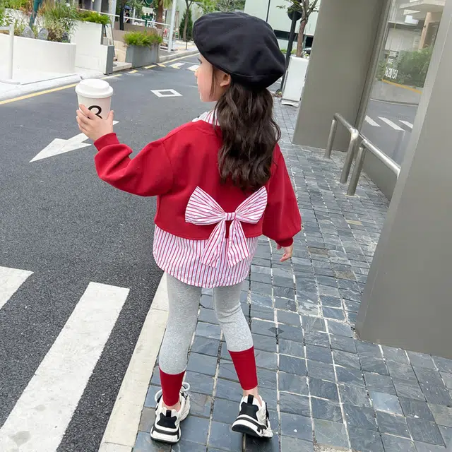 天才小熊休闲运动套装 女童春秋季大童潮牌小孩衣服 小女孩短袖洋气时髦 舒适帅气轻便