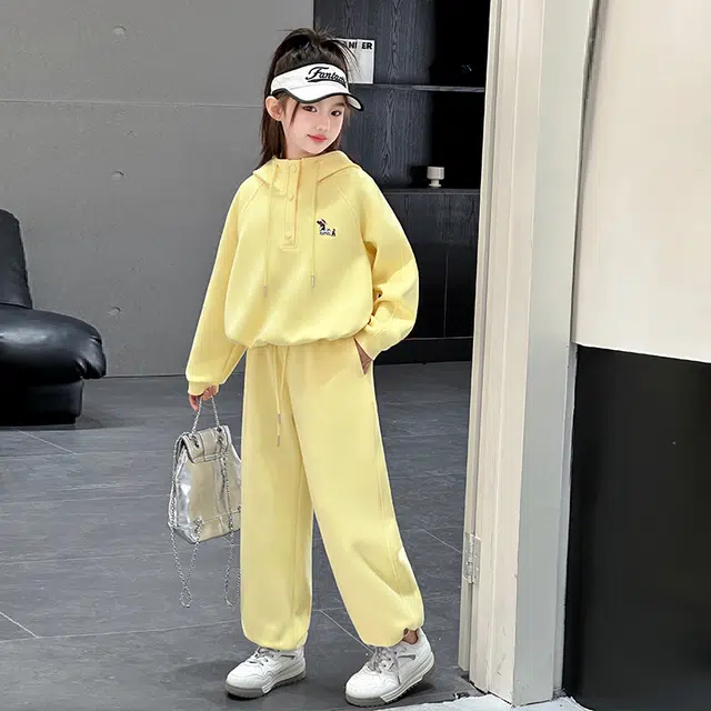 天才小熊休闲运动套装 女童春秋季腊肠狗大童潮牌小孩衣服 小女孩短袖洋气时髦 舒适帅气轻便