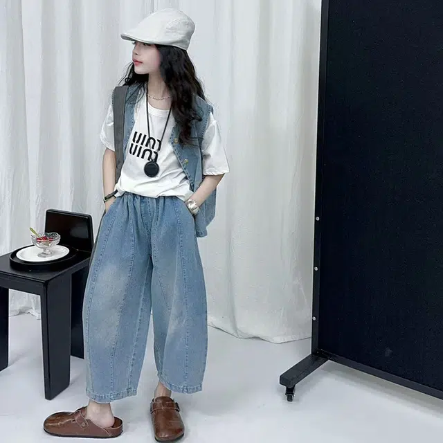 天才小熊休闲运动套装 女童夏季大童潮牌小孩衣服 小女孩短袖洋气时髦 漂亮 甜美 设计时尚