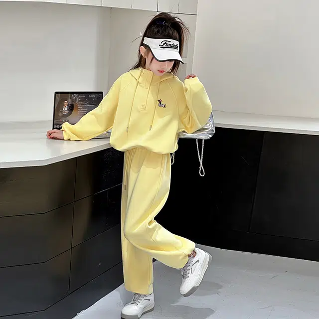 天才小熊休闲运动套装 女童春秋季腊肠狗大童潮牌小孩衣服 小女孩短袖洋气时髦 舒适帅气轻便