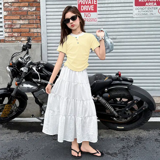 天才小熊休闲运动套装 女童夏季大童潮牌小孩衣服 小女孩短袖蝴蝶结洋气时髦 漂亮 甜美