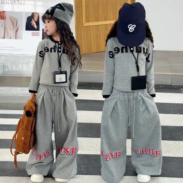 天才小熊休闲运动套装 女童春秋季可爱时尚大童潮牌小孩衣服 小女孩短袖洋气时髦 舒适帅气轻便