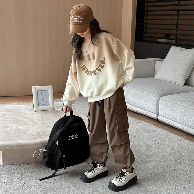 天才小熊休闲运动套装 女童春秋季大童潮牌小孩衣服 小女孩短袖洋气时髦 舒适帅气轻便时尚潮流百搭